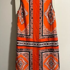 Women's Orange Printed Midi Dress
